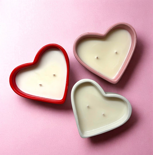 8 oz Ceramic Heart Candles
